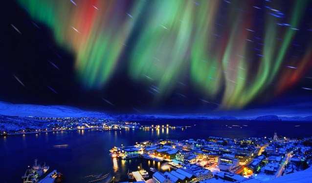 The aurora borealis in the skies over Hammerfest, Norway