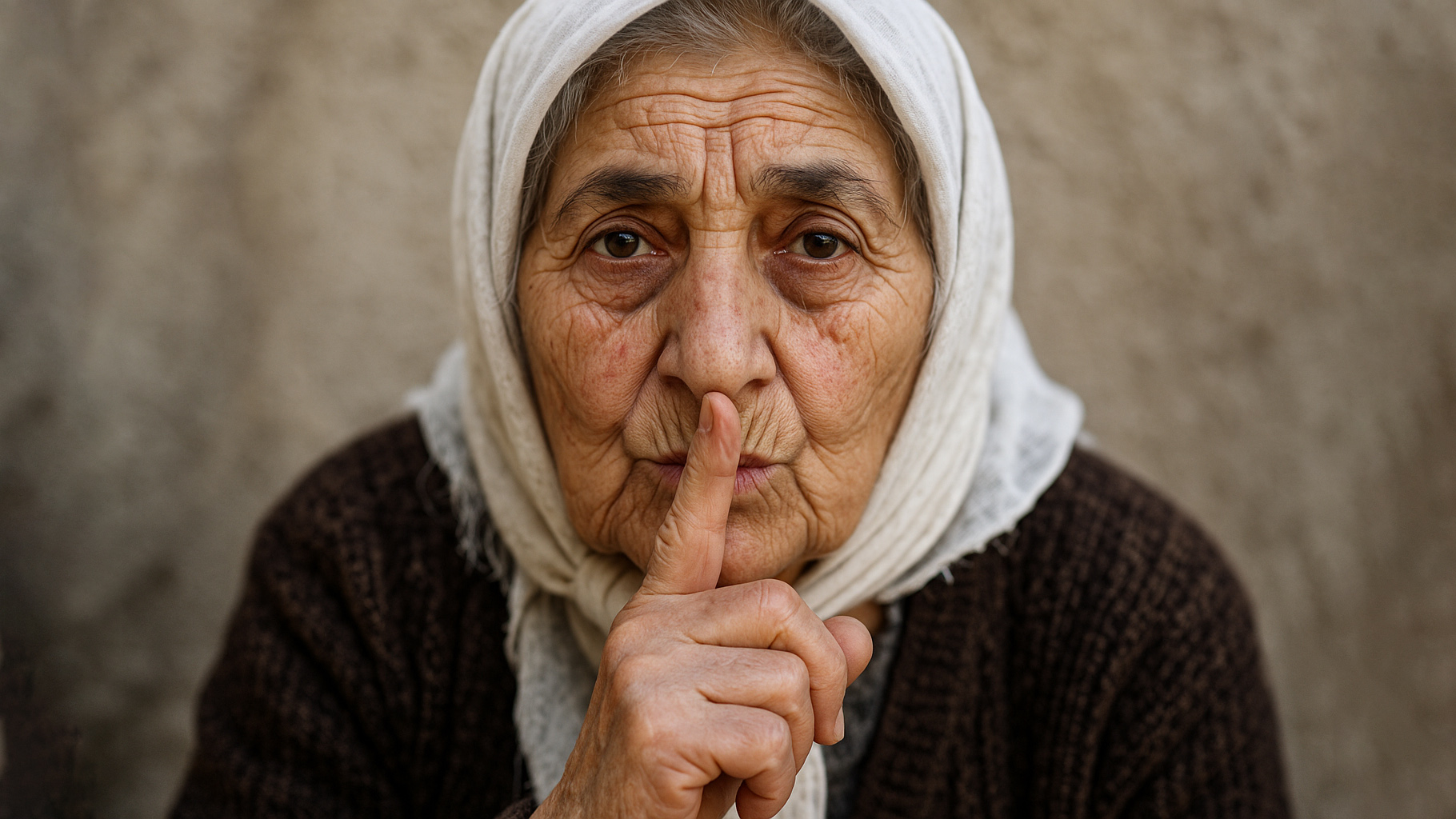 Հայ տատիկը մատը դրել է շուրթերին ու կարծես ասում է. «լռիր»