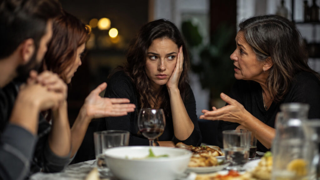 Tense Dinner Table Confrontation